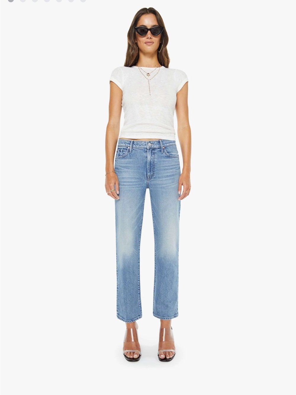 MOTHER Superior Lil' Kick It Ankle Jeans Birds Gone Wild High Rise Light Wash 34